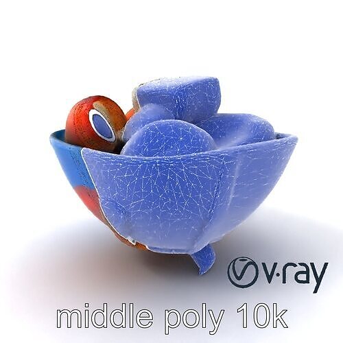 Cobalt Blue Bowl with Peaches and Marshmallow model pack Low-poly 3D model 6