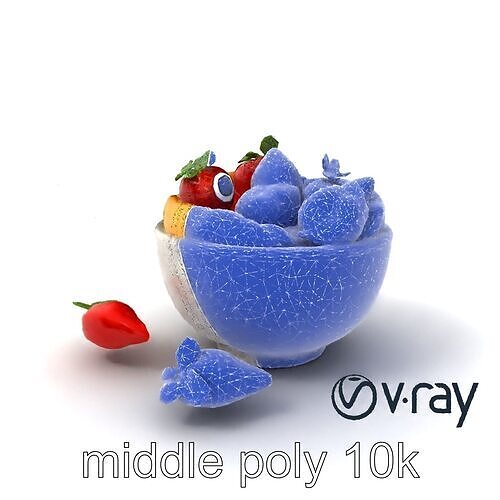 Nordic Dessert Bowl with Strawberry and Kiwi Gallete model pack Low-poly 3D model 6