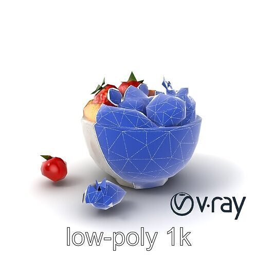 Nordic Dessert Bowl with Strawberry and Kiwi Gallete model pack Low-poly 3D model 7