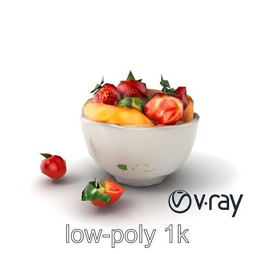 Nordic Dessert Bowl with Strawberry and Kiwi Gallete model pack Low-poly 3D model 5