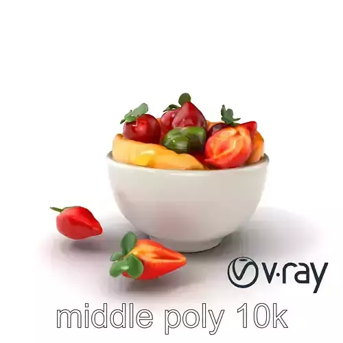 Nordic Dessert Bowl with Strawberry and Kiwi Gallete model pack