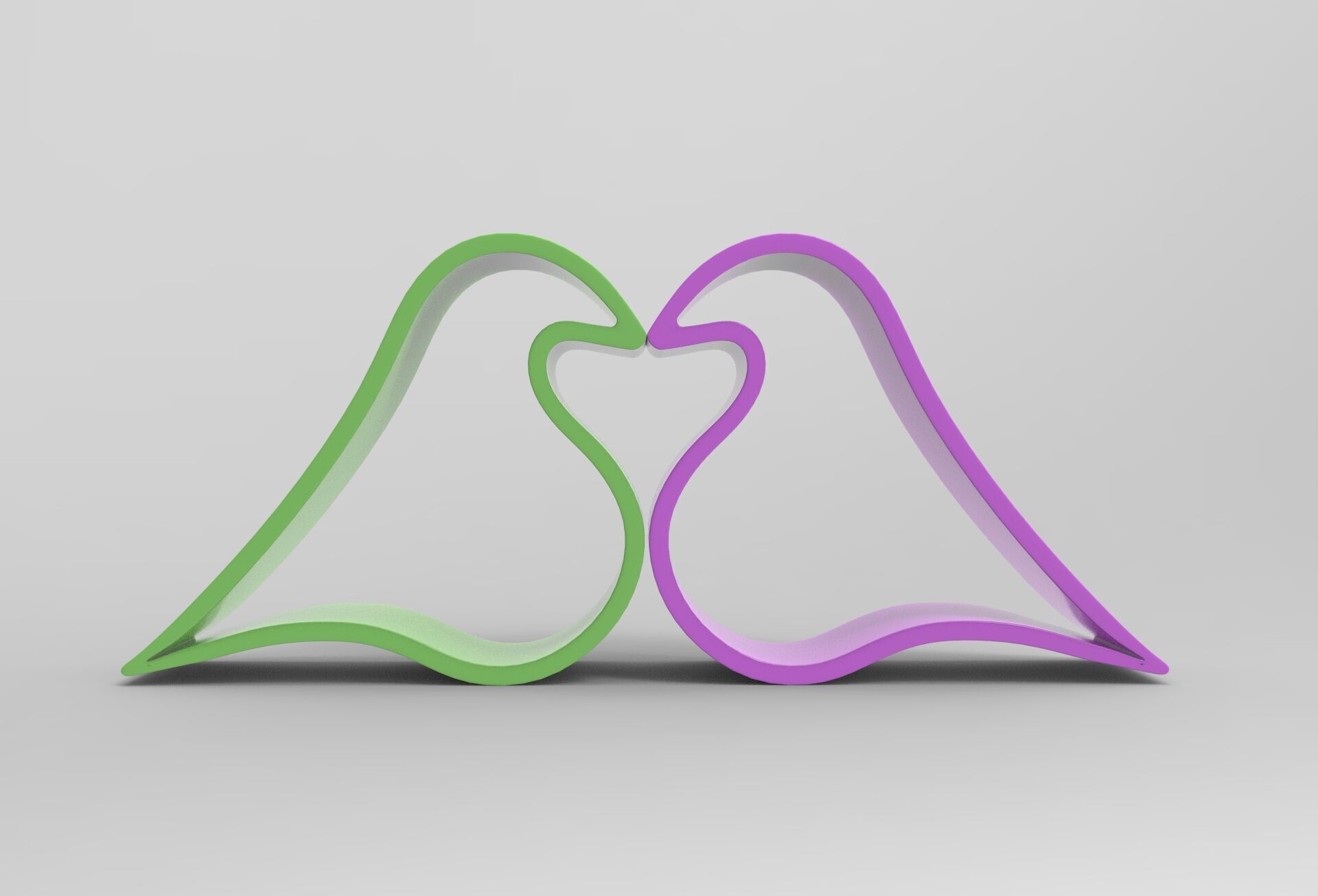 Heart Birds Low-poly 3D model_2