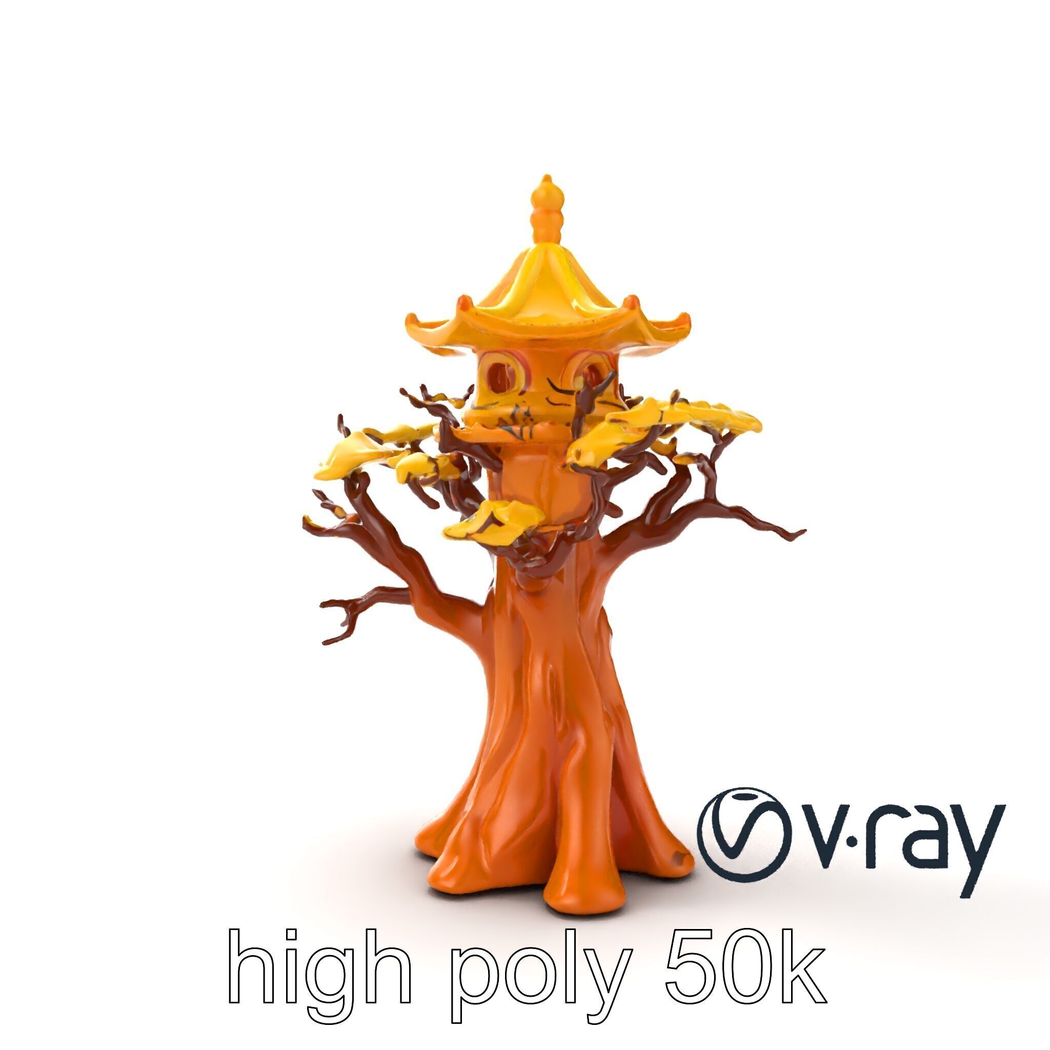 Pagoda Baobab Tree Artistic Model Pack Low-poly 3D model_55