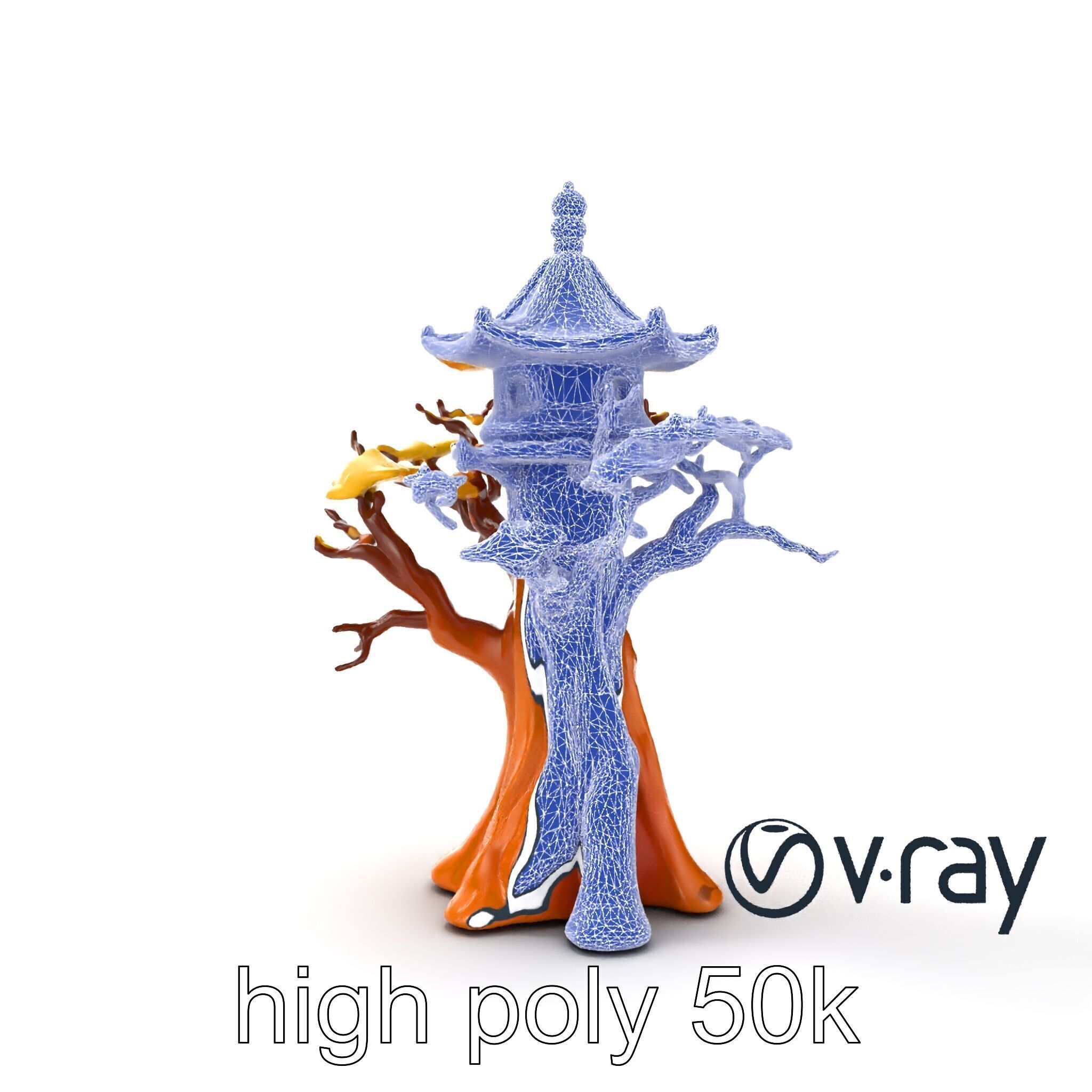 Pagoda Baobab Tree Artistic Model Pack Low-poly 3D model_47