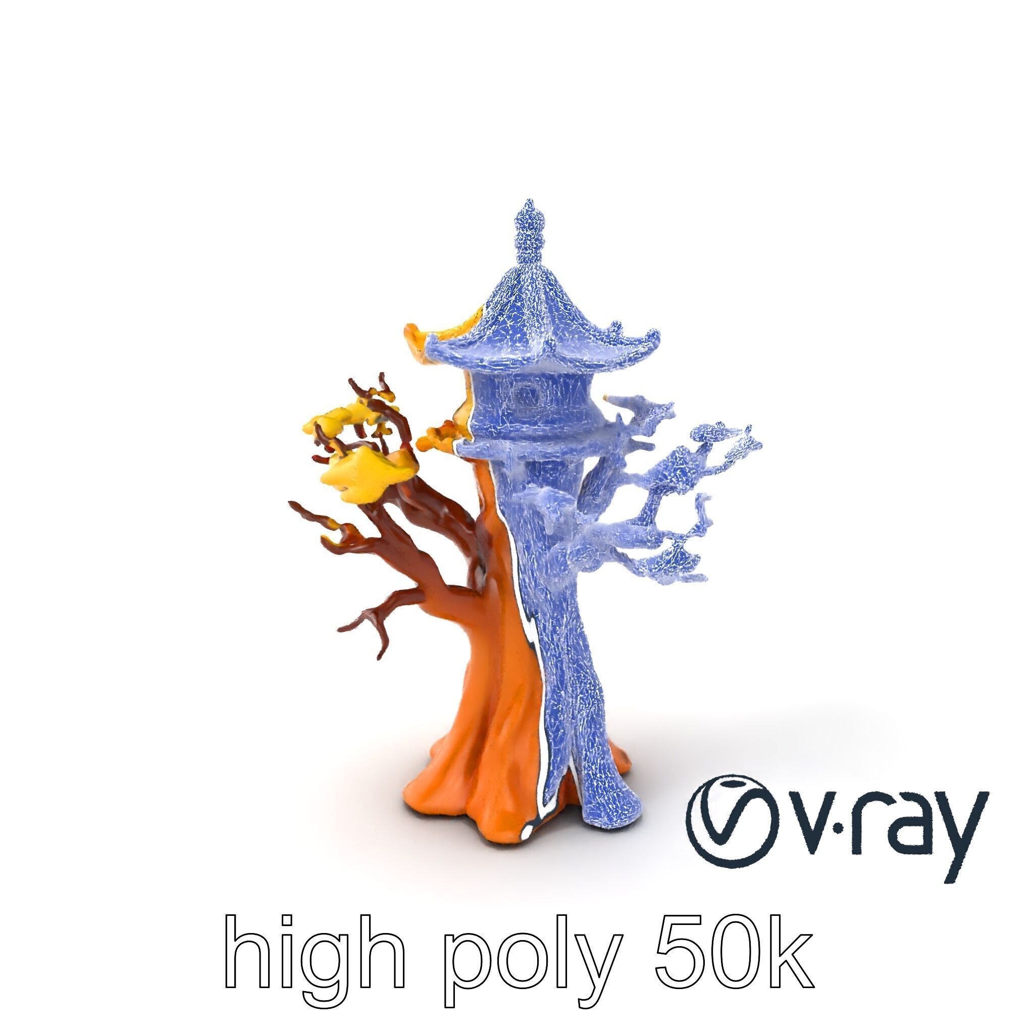 Pagoda Baobab Tree Artistic Model Pack Low-poly 3D model_32