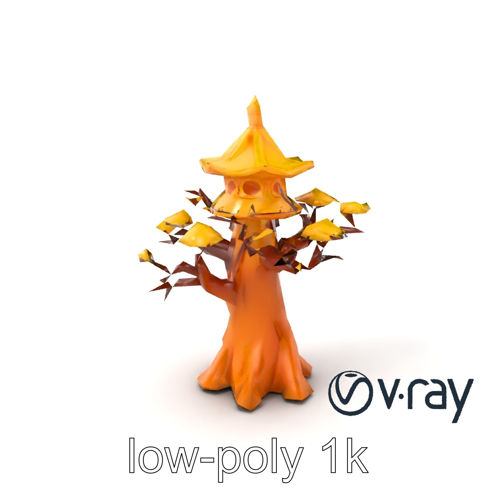 Pagoda Baobab Tree Artistic Model Pack Low-poly 3D model_35