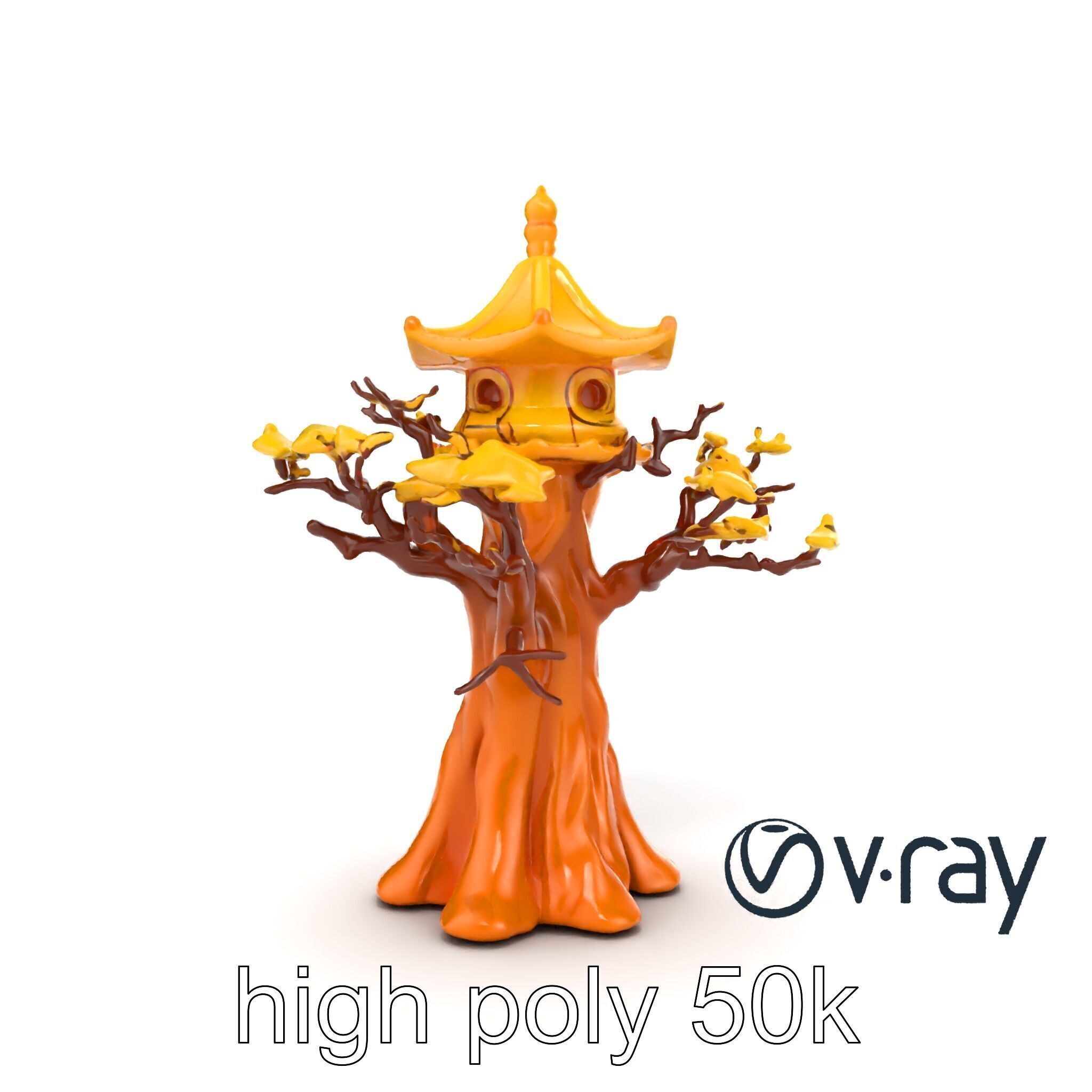 Pagoda Baobab Tree Artistic Model Pack Low-poly 3D model_49