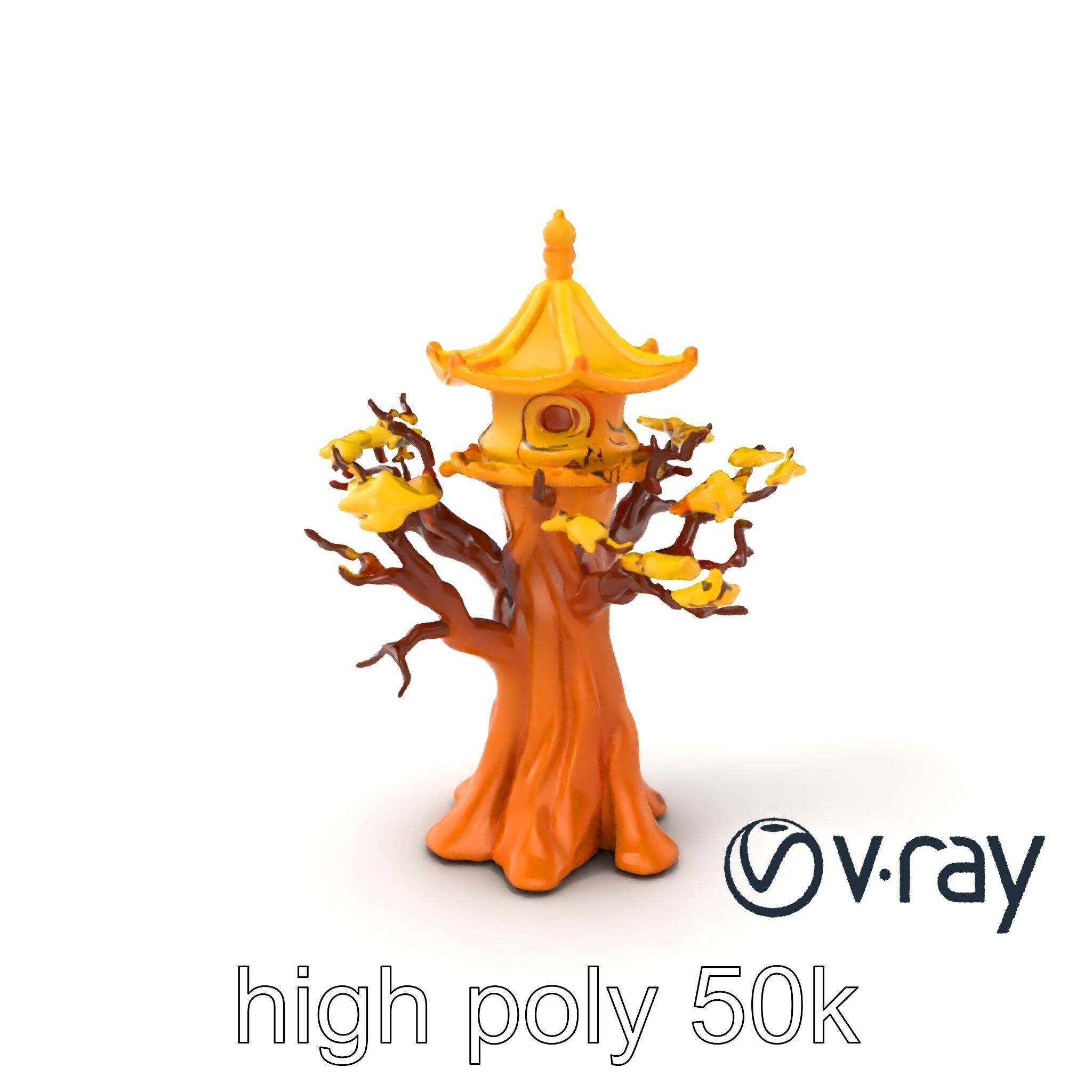 Pagoda Baobab Tree Artistic Model Pack Low-poly 3D model_33