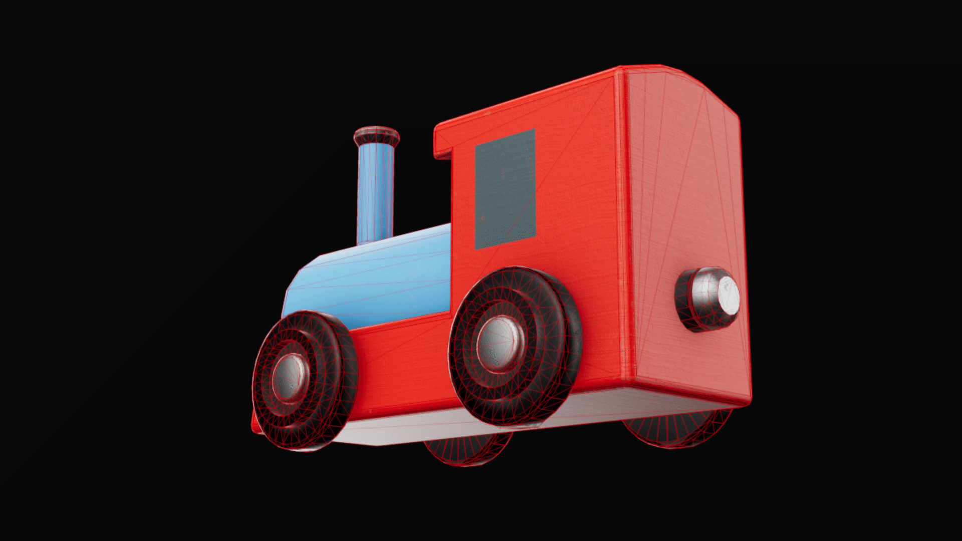 Wooden Toy Train - Engine - Game Ready Low-poly 3D model_6