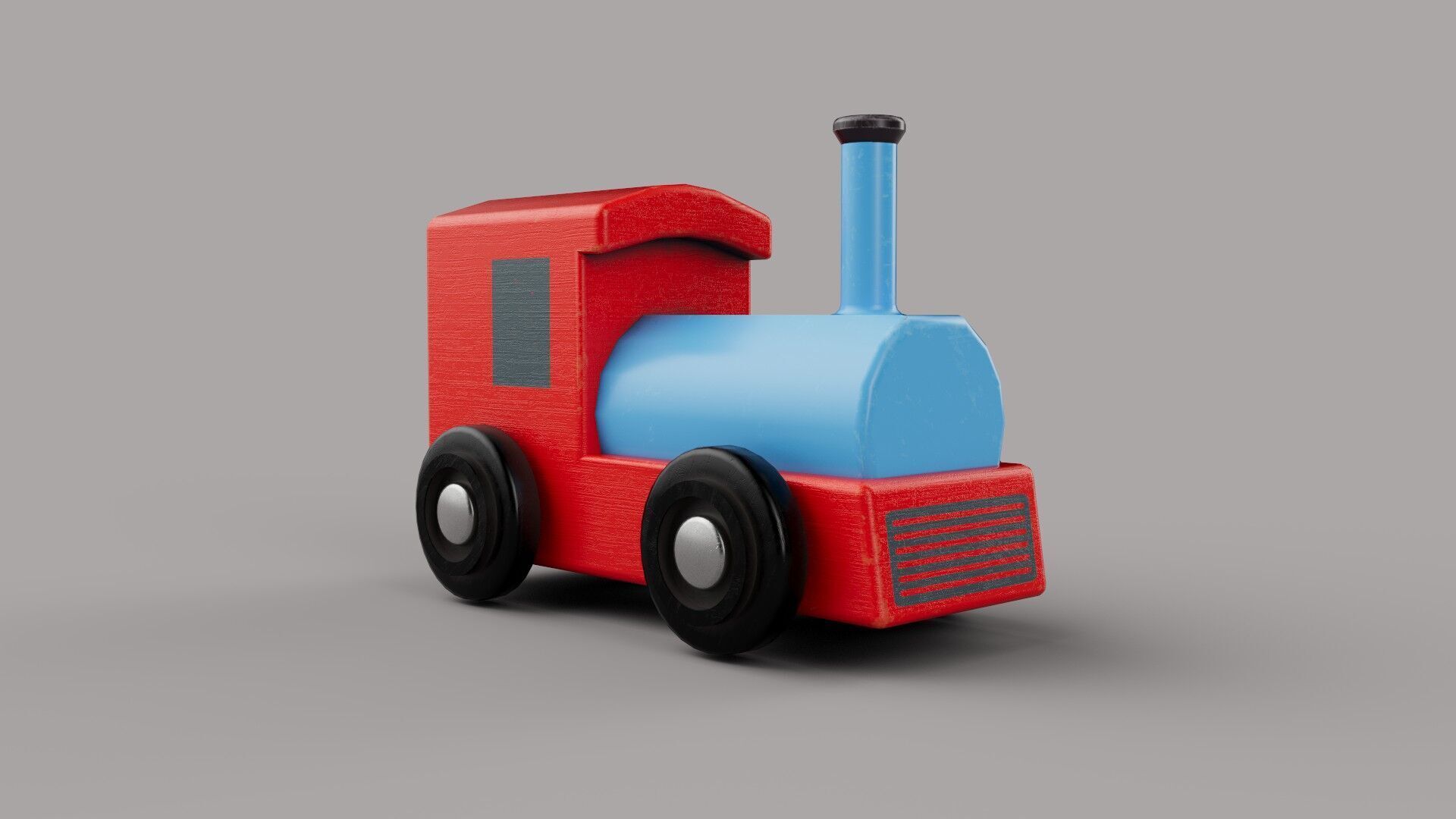 Wooden Toy Train - Engine - Game Ready Low-poly 3D model_1