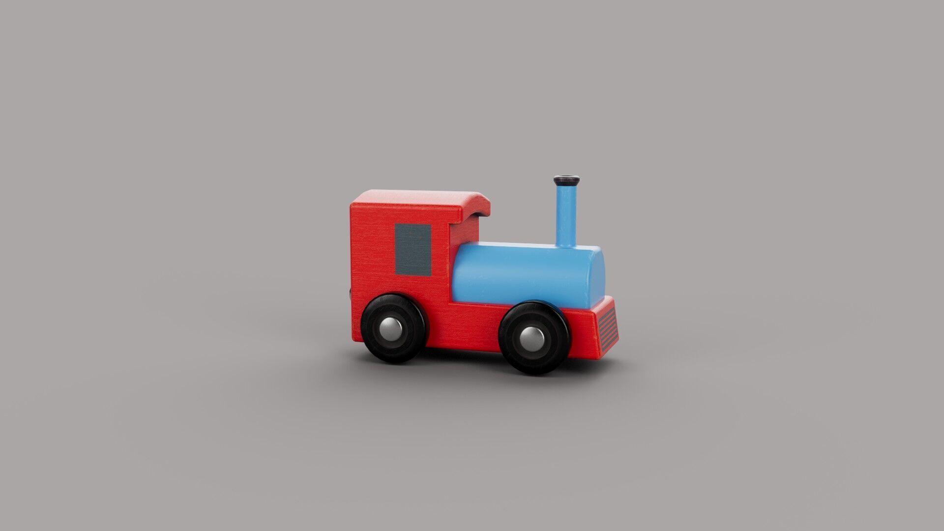 Wooden Toy Train - Engine - Game Ready Low-poly 3D model_4