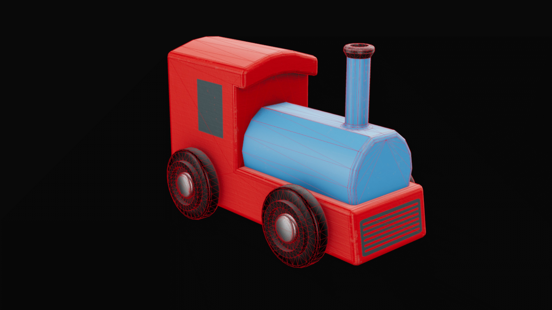 Wooden Toy Train - Engine - Game Ready Low-poly 3D model_5