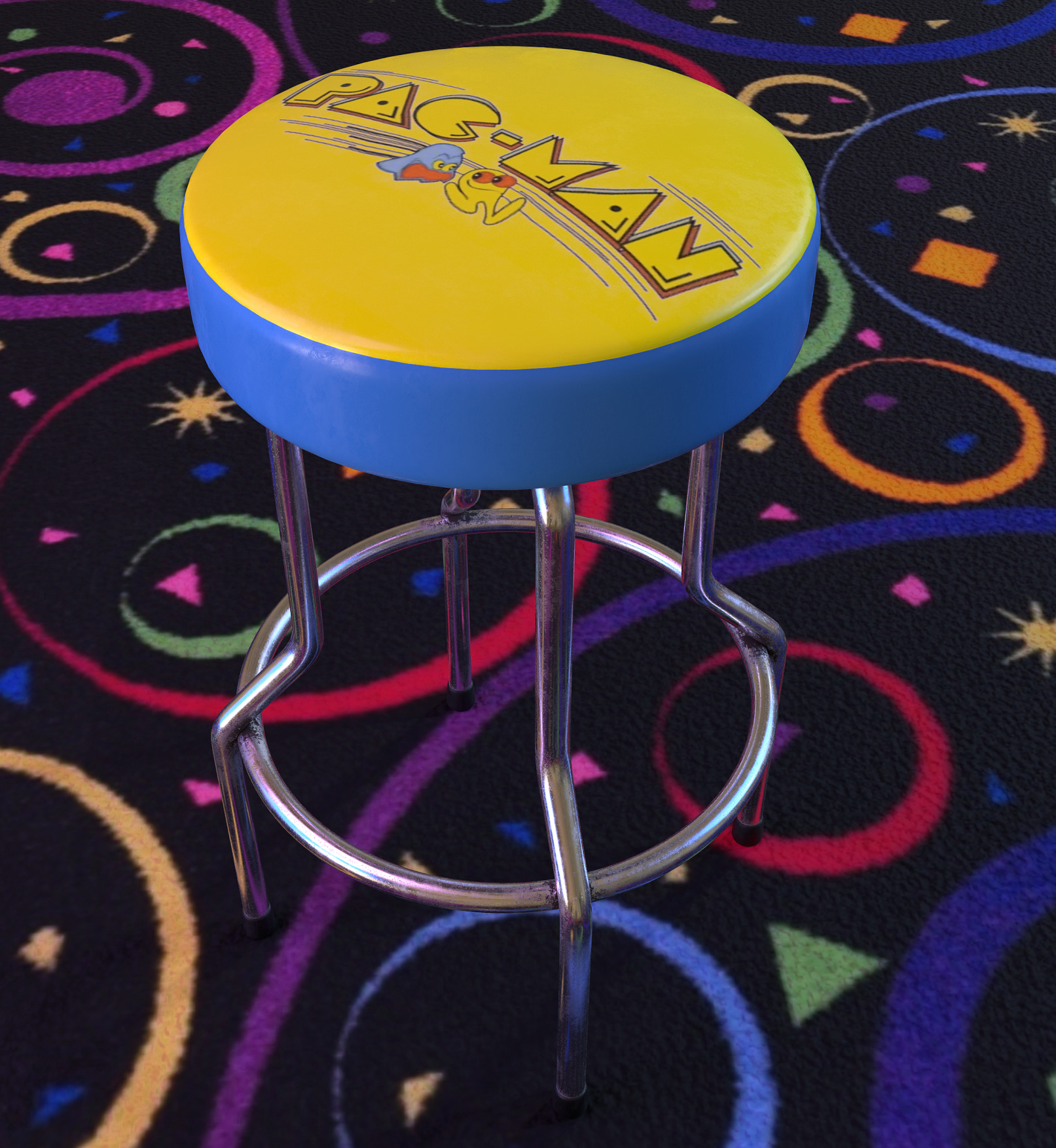 Retro Arcade Cabinets and Stools Pack 2 3D model_3