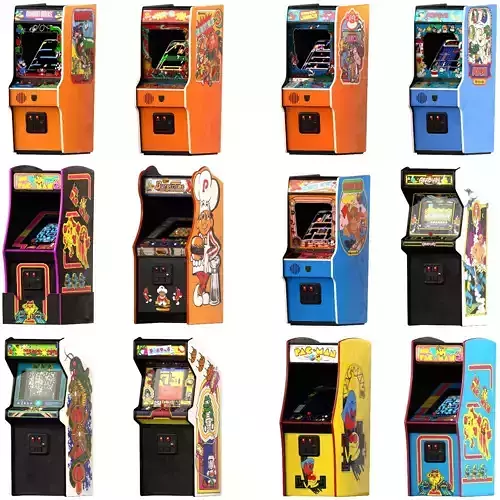 Retro Arcade Cabinets and Stools Pack 2