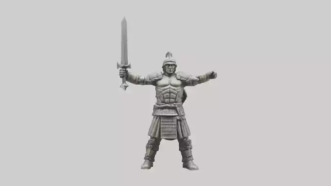 Heroic Warrior in Combat Statue model