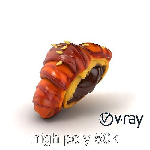 Chocolate-Filled Croissant 3D Texture Model Pack Low-poly 3D model 3