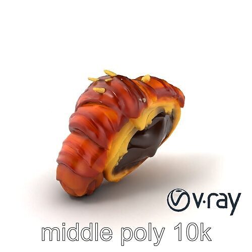 Chocolate-Filled Croissant 3D Texture Model Pack Low-poly 3D model