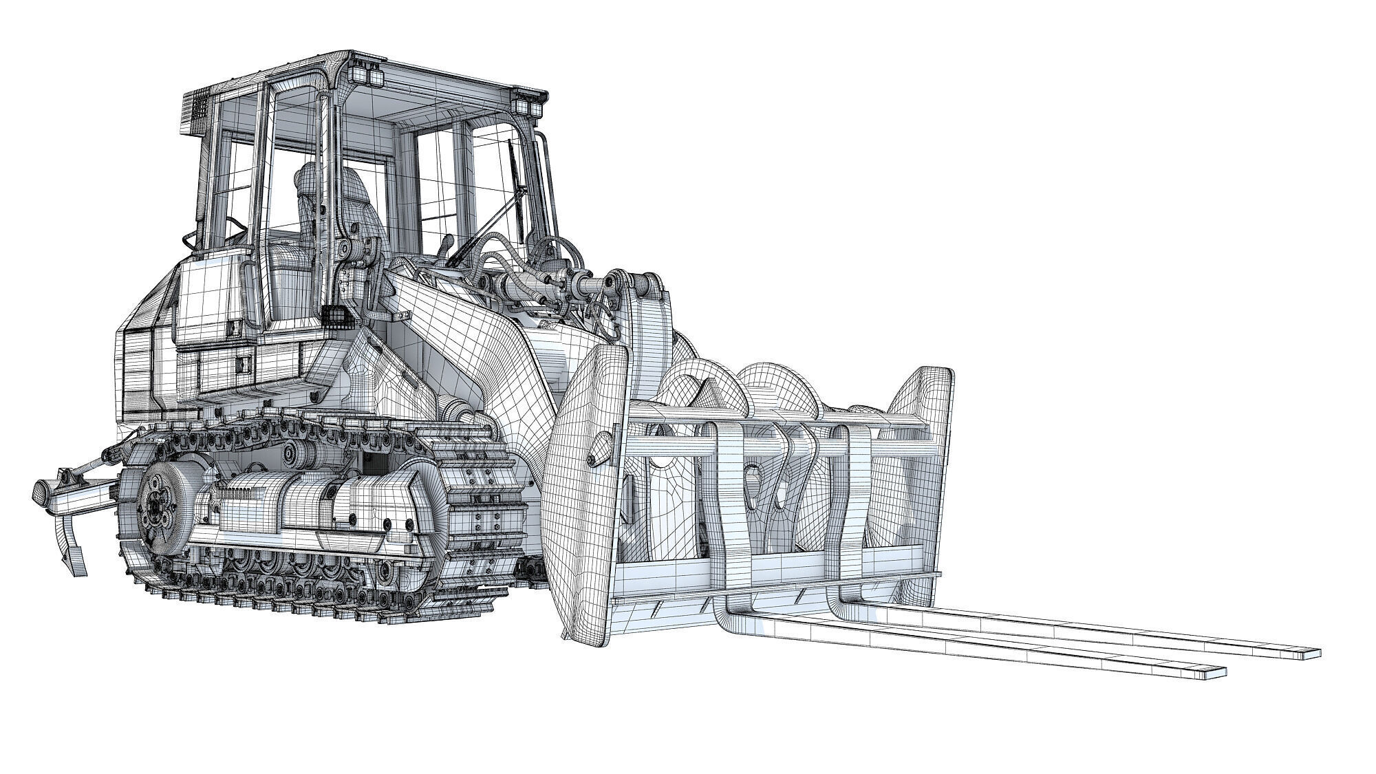 Tracked Dozer Bulldozer 3D model_16