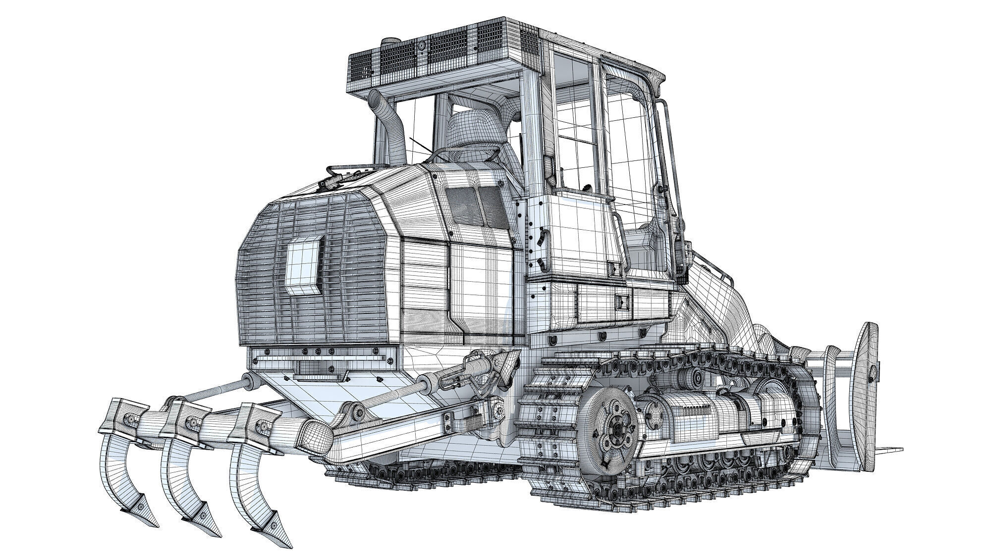 Tracked Dozer Bulldozer 3D model_15