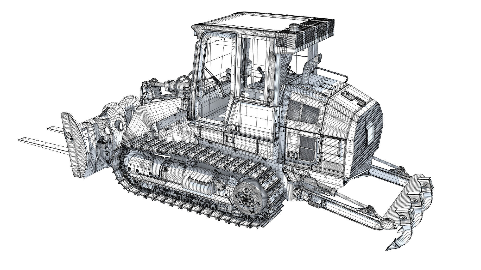 Tracked Dozer Bulldozer 3D model_14