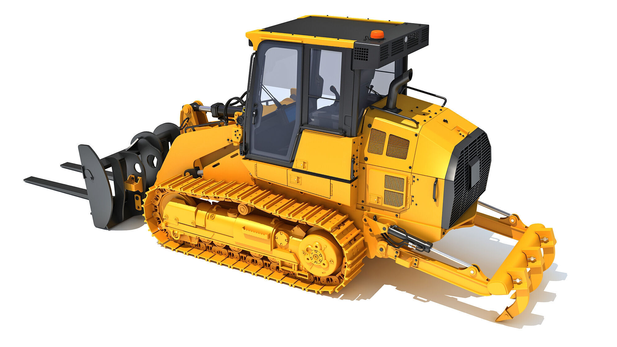 Tracked Dozer Bulldozer 3D model_3