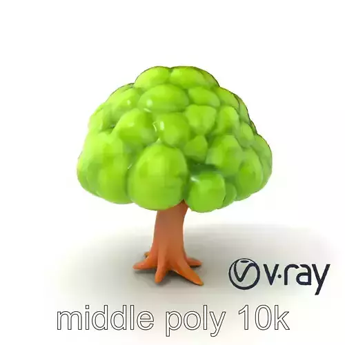 Cartoon-Style Oak Tree with Puffy Crown model pack