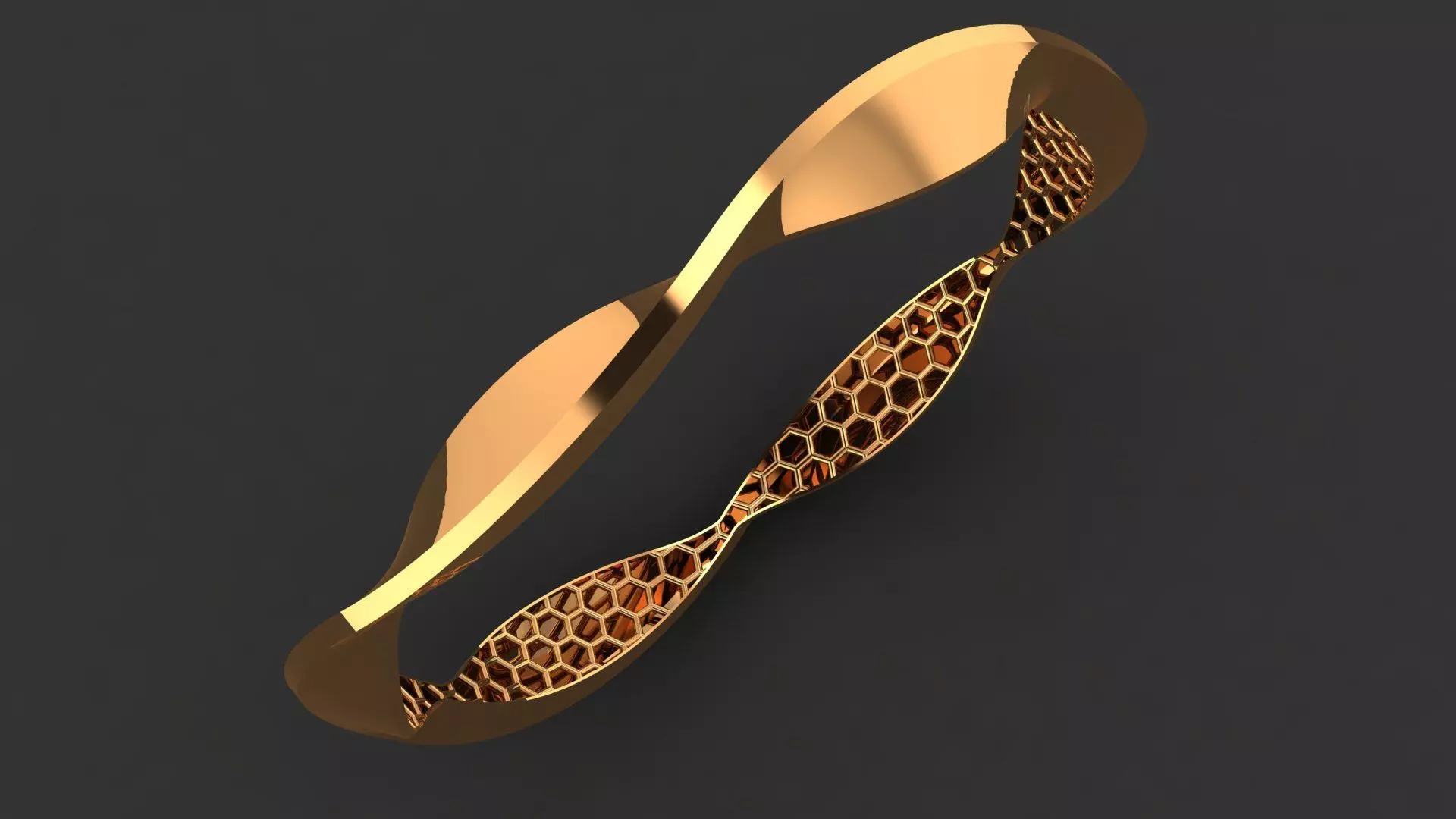 5019 Dynamic Twist Gold Bangle 61mm-13gm 3D print model_0