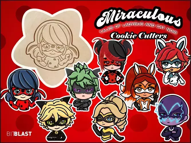 Ladybug and Cat Noir Cookie Cutters