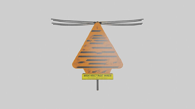 High Voltage Wires Caution Sign model Low-poly 3D model