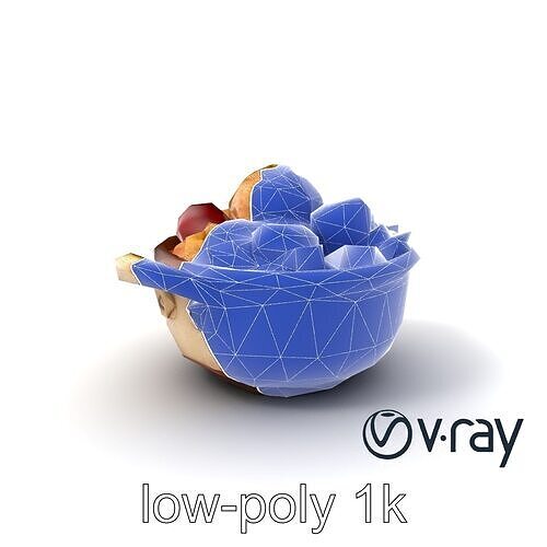 Rustic Pottery Fruit Cobbler Bowl 3D Model Pack Low-poly 3D model 7