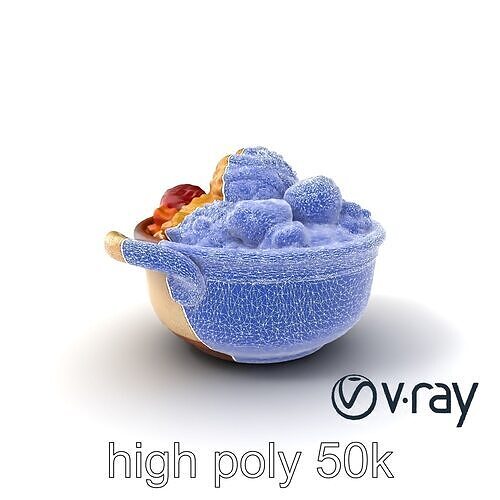 Rustic Pottery Fruit Cobbler Bowl 3D Model Pack Low-poly 3D model 2