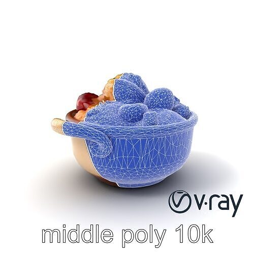 Rustic Pottery Fruit Cobbler Bowl 3D Model Pack Low-poly 3D model 6