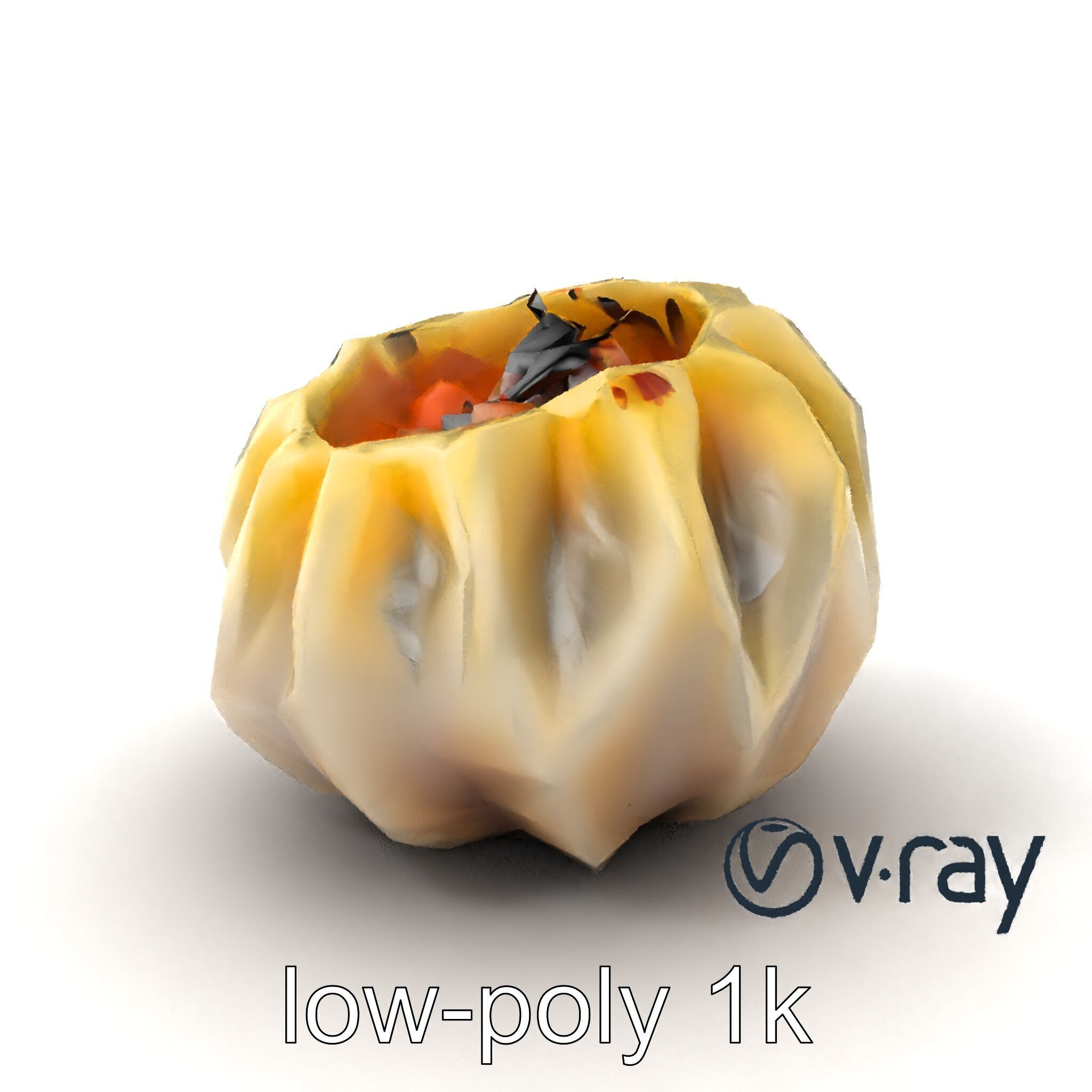 Seashell Pelmeni Geometric Food Model Pack Low-poly 3D model_4