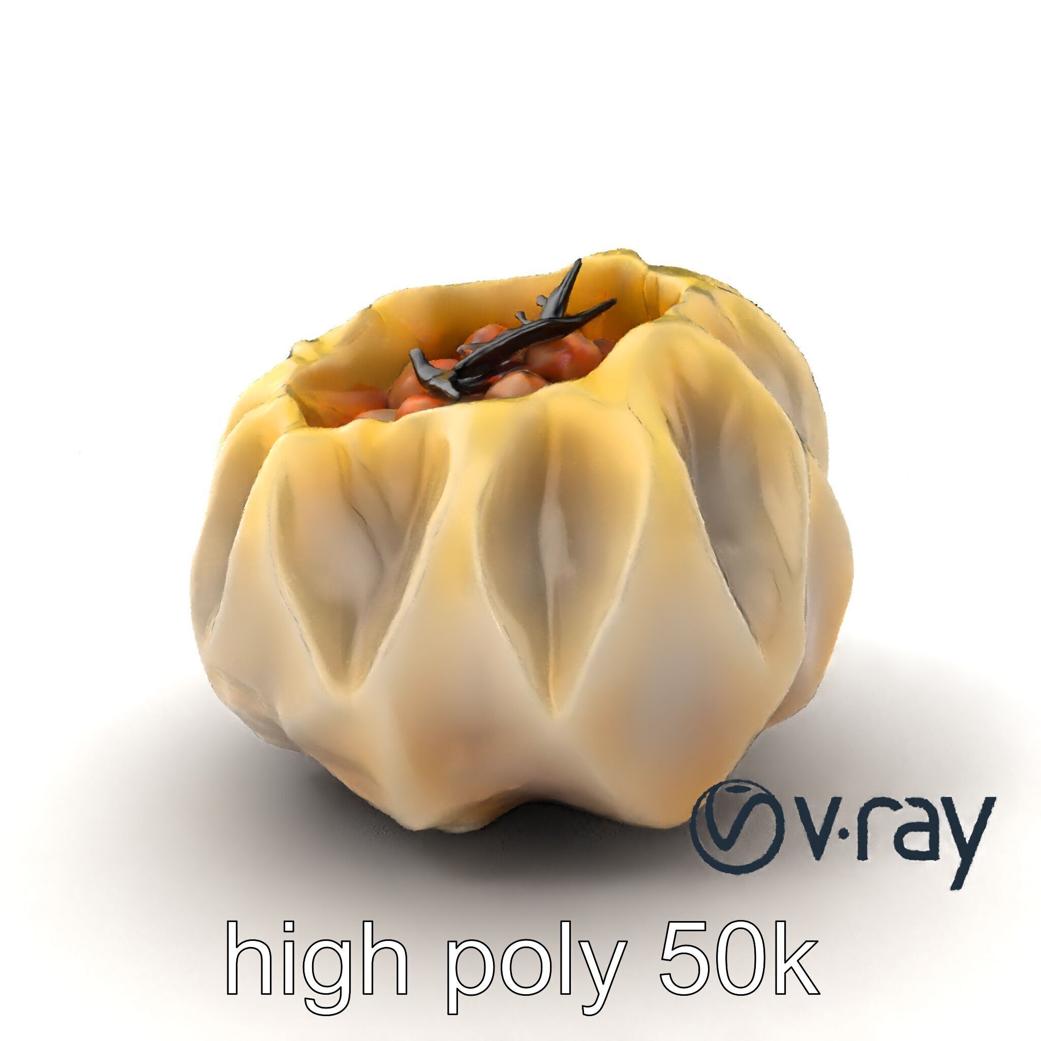 Seashell Pelmeni Geometric Food Model Pack Low-poly 3D model_2