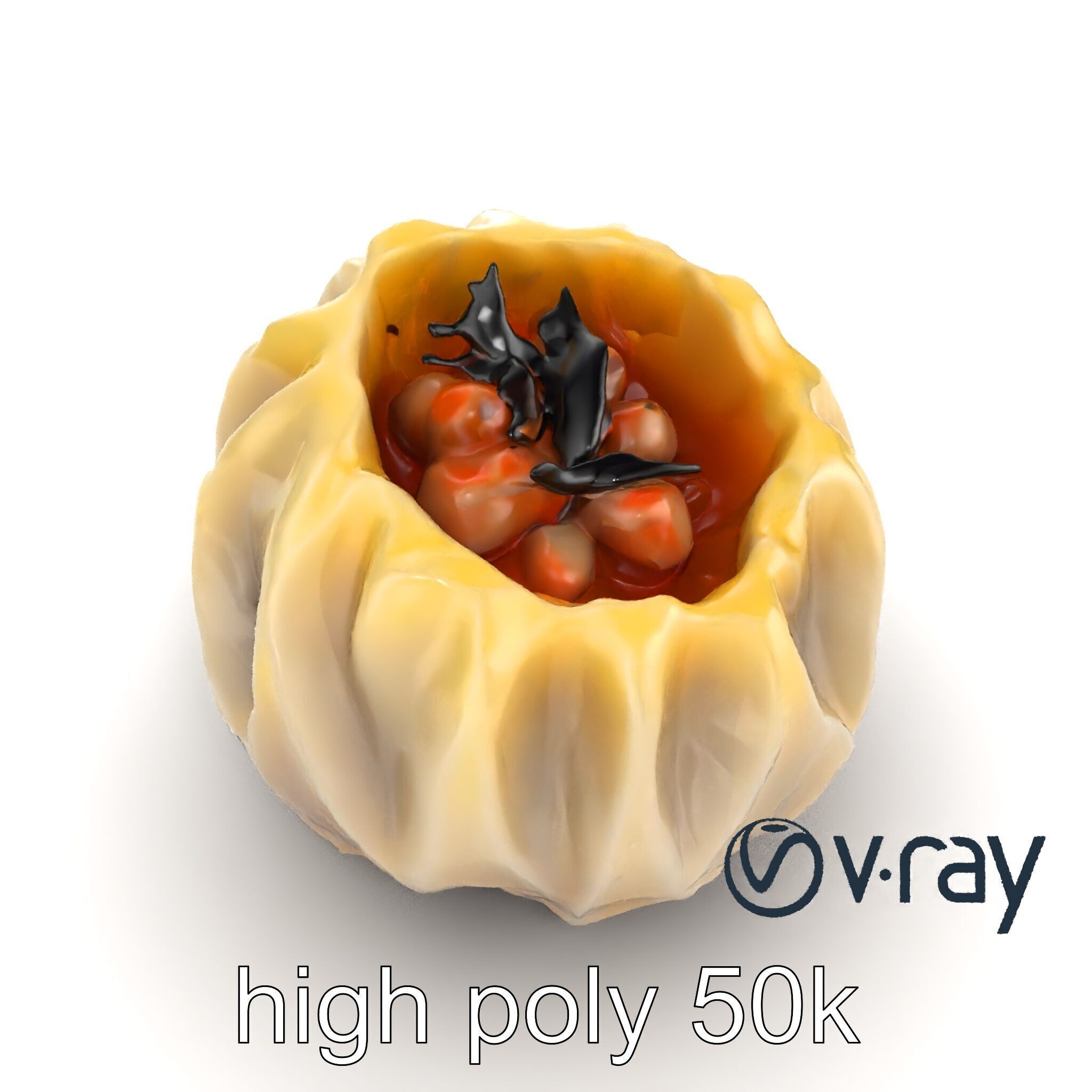 Seashell Pelmeni Geometric Food Model Pack Low-poly 3D model_20