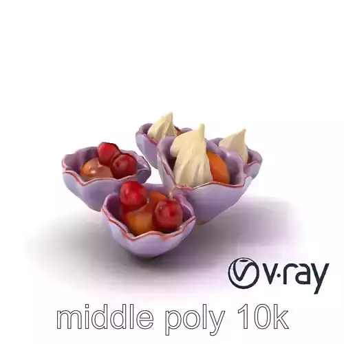 Lavender Ceramic Plate with Meringue Desserts model pack