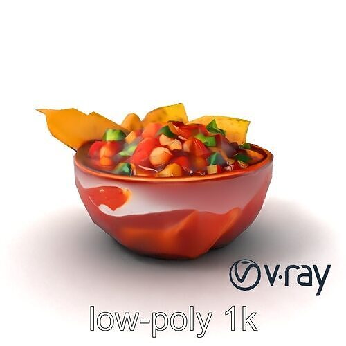 Authentic Mexican Salsa Bowl Appetizer model pack Low-poly 3D model 5