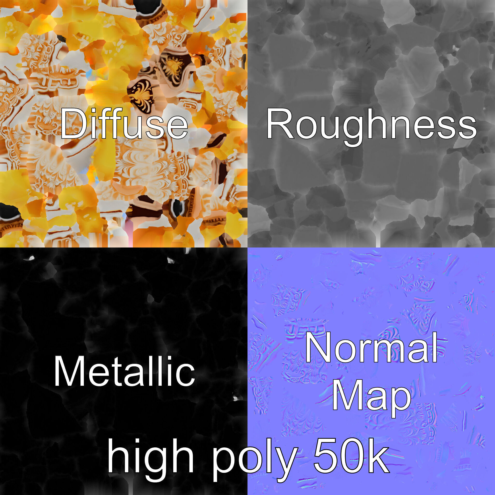 Caribbean Ornate Fruit Bowl with Sorbet model pack Low-poly 3D model_3