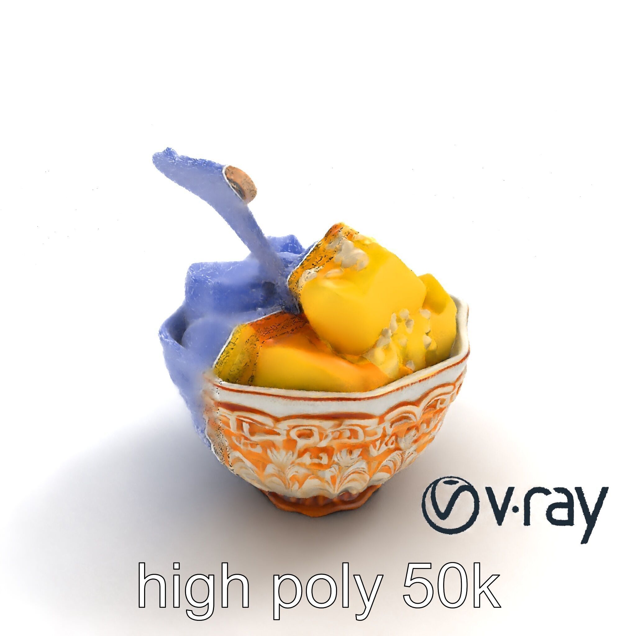 Caribbean Ornate Fruit Bowl with Sorbet model pack Low-poly 3D model_32