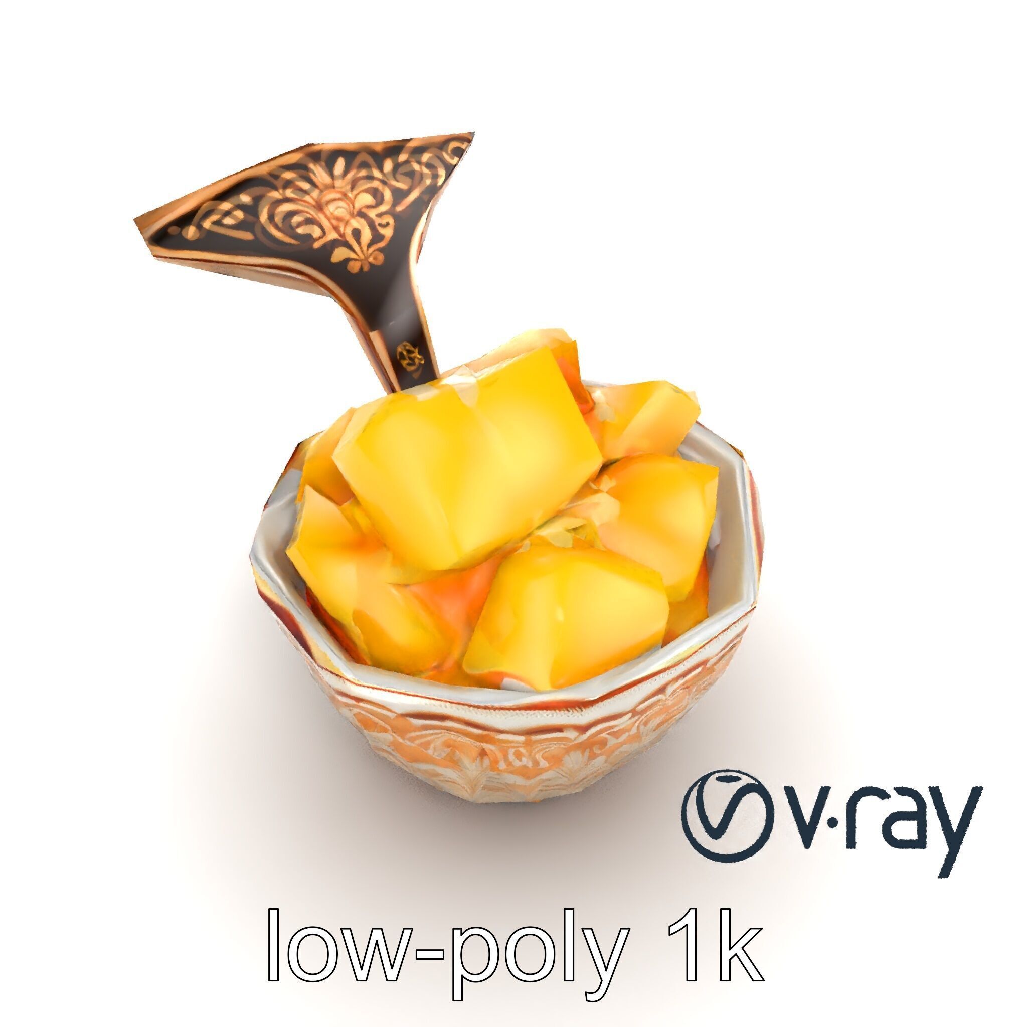 Caribbean Ornate Fruit Bowl with Sorbet model pack Low-poly 3D model_28