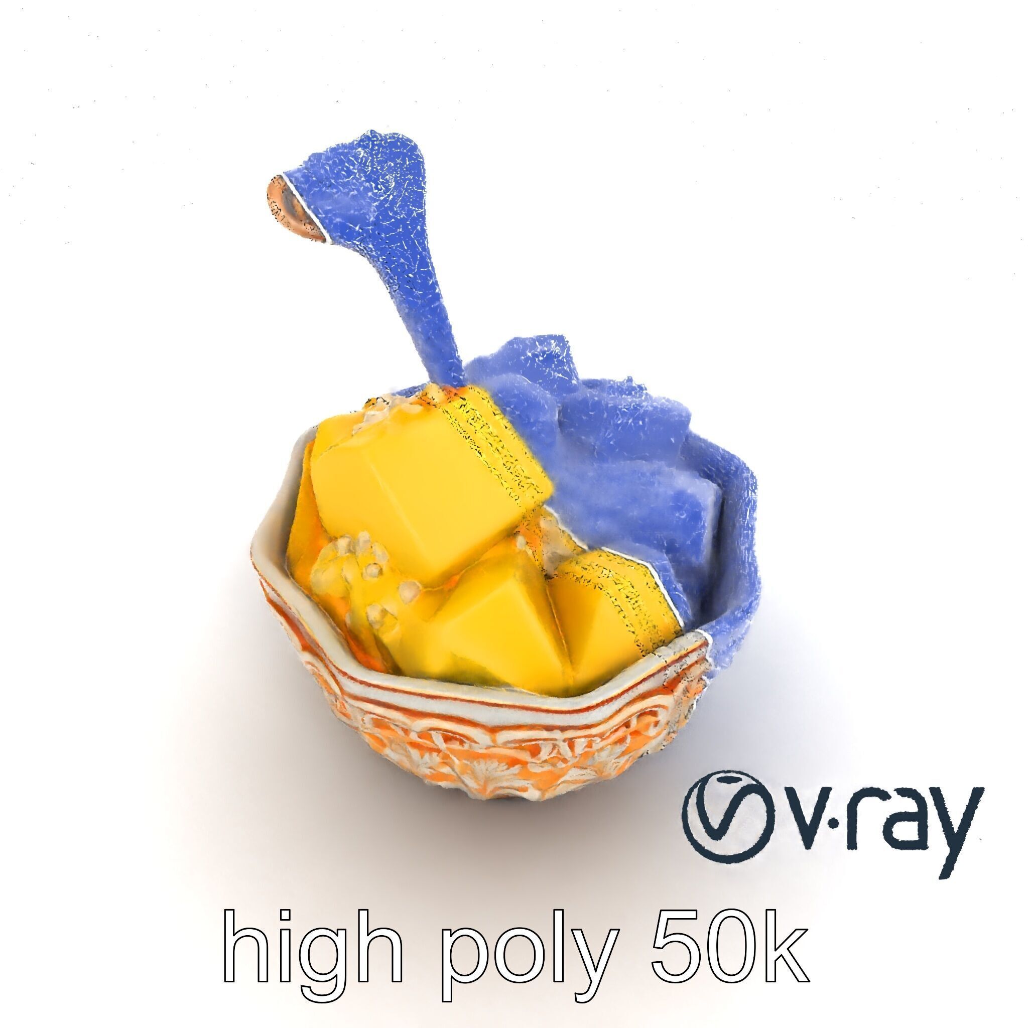 Caribbean Ornate Fruit Bowl with Sorbet model pack Low-poly 3D model_17