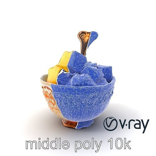 Caribbean Ornate Fruit Bowl with Sorbet model pack Low-poly 3D model 6