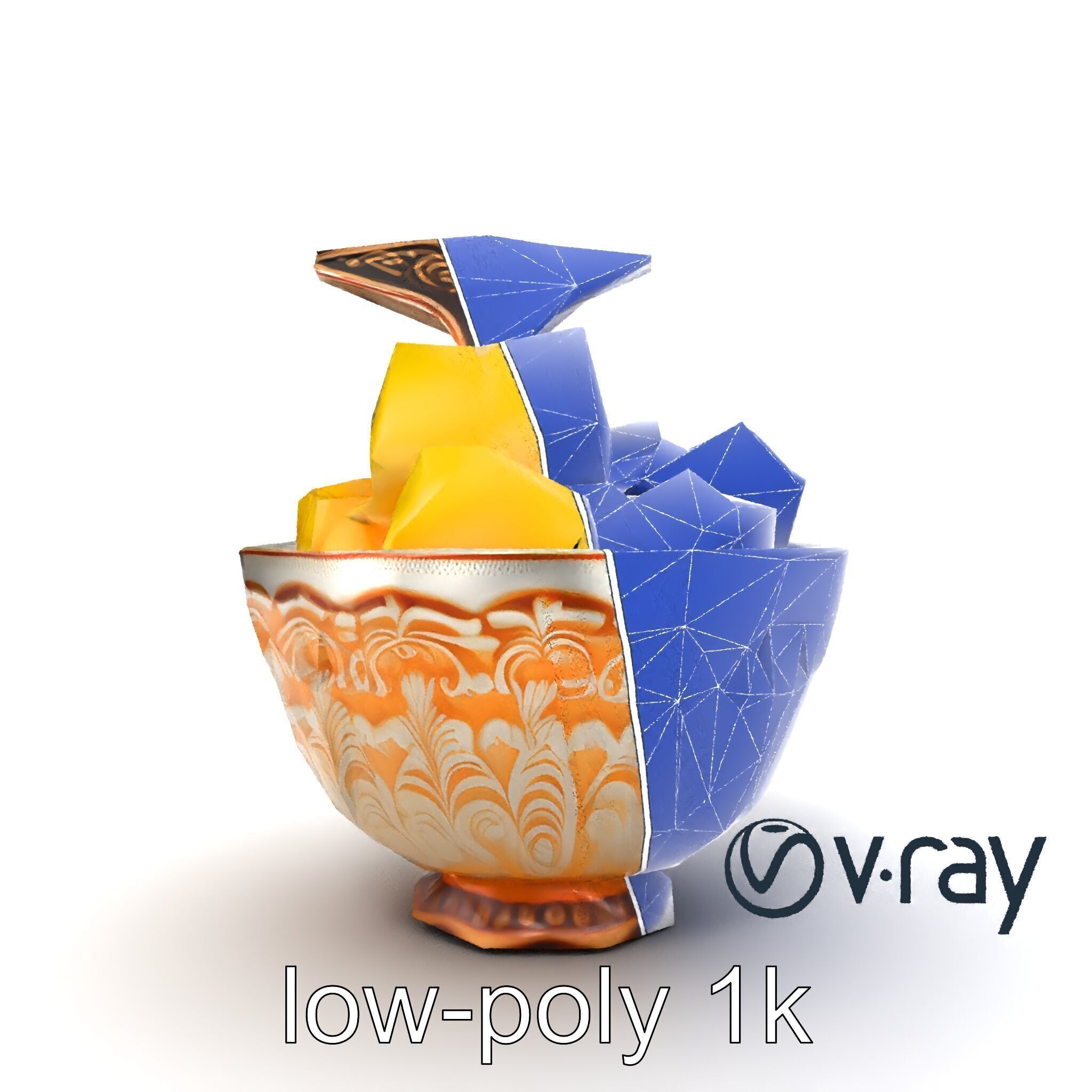 Caribbean Ornate Fruit Bowl with Sorbet model pack Low-poly 3D model_31