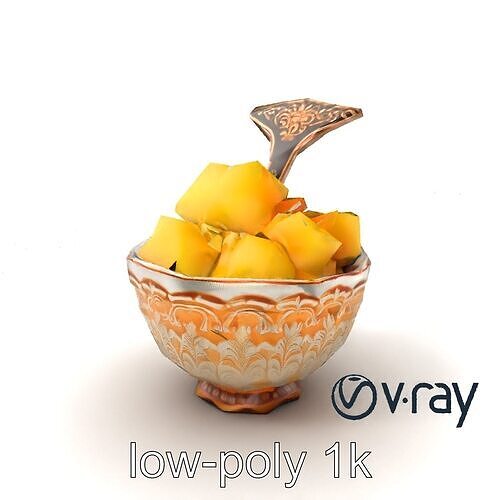 Caribbean Ornate Fruit Bowl with Sorbet model pack Low-poly 3D model 5