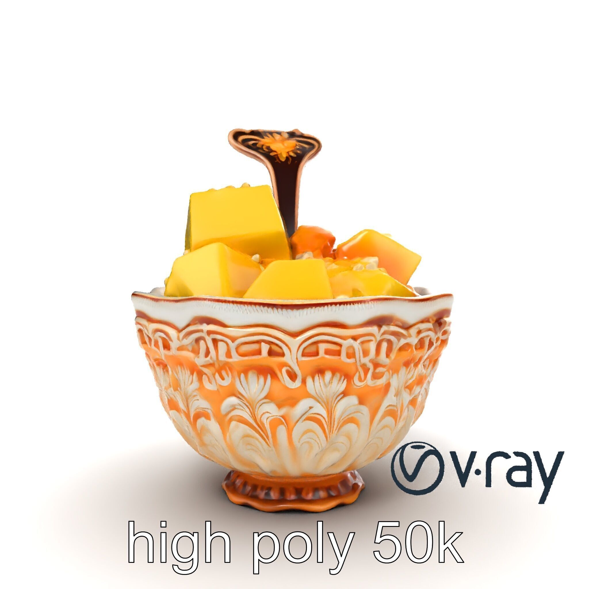 Caribbean Ornate Fruit Bowl with Sorbet model pack Low-poly 3D model_18