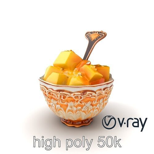 Caribbean Ornate Fruit Bowl with Sorbet model pack Low-poly 3D model 2