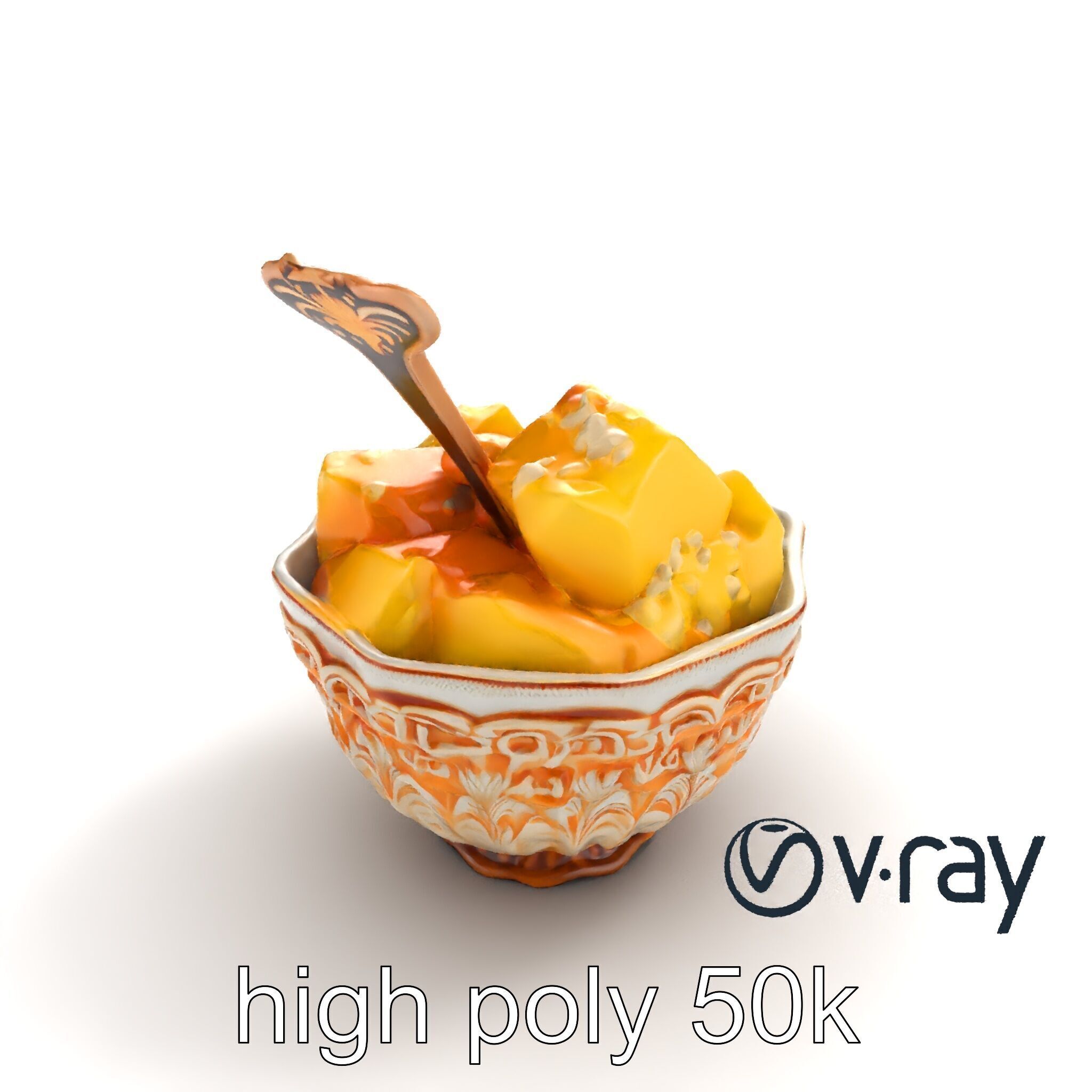 Caribbean Ornate Fruit Bowl with Sorbet model pack Low-poly 3D model_12