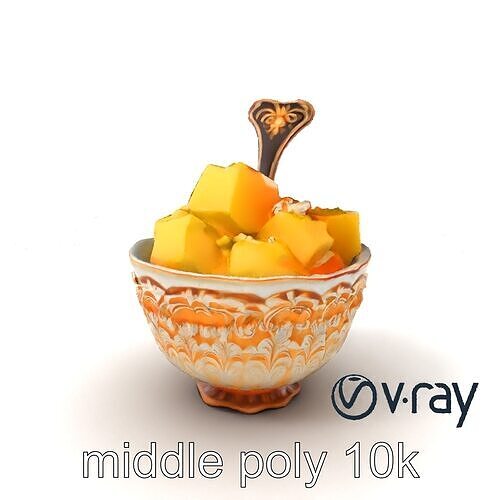 Caribbean Ornate Fruit Bowl with Sorbet model pack Low-poly 3D model