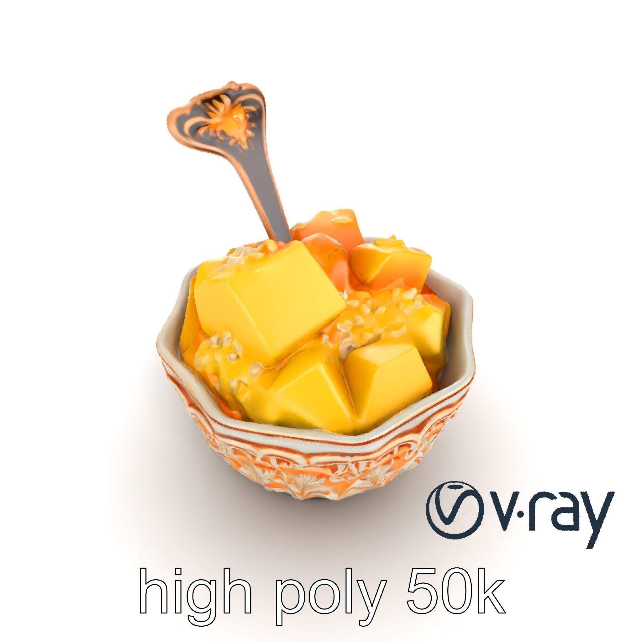 Caribbean Ornate Fruit Bowl with Sorbet model pack Low-poly 3D model_19