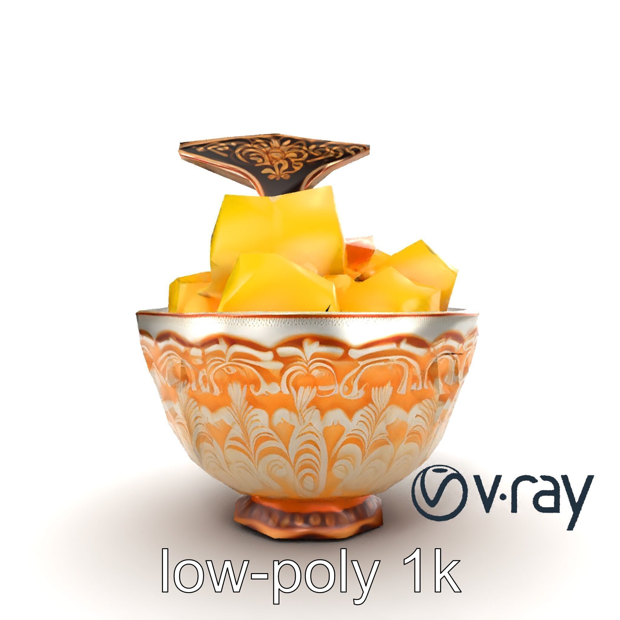 Caribbean Ornate Fruit Bowl with Sorbet model pack Low-poly 3D model_21